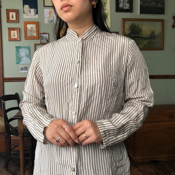 Melrose Studio 100% silk vertical railroad stripe - Picture 3 of 8